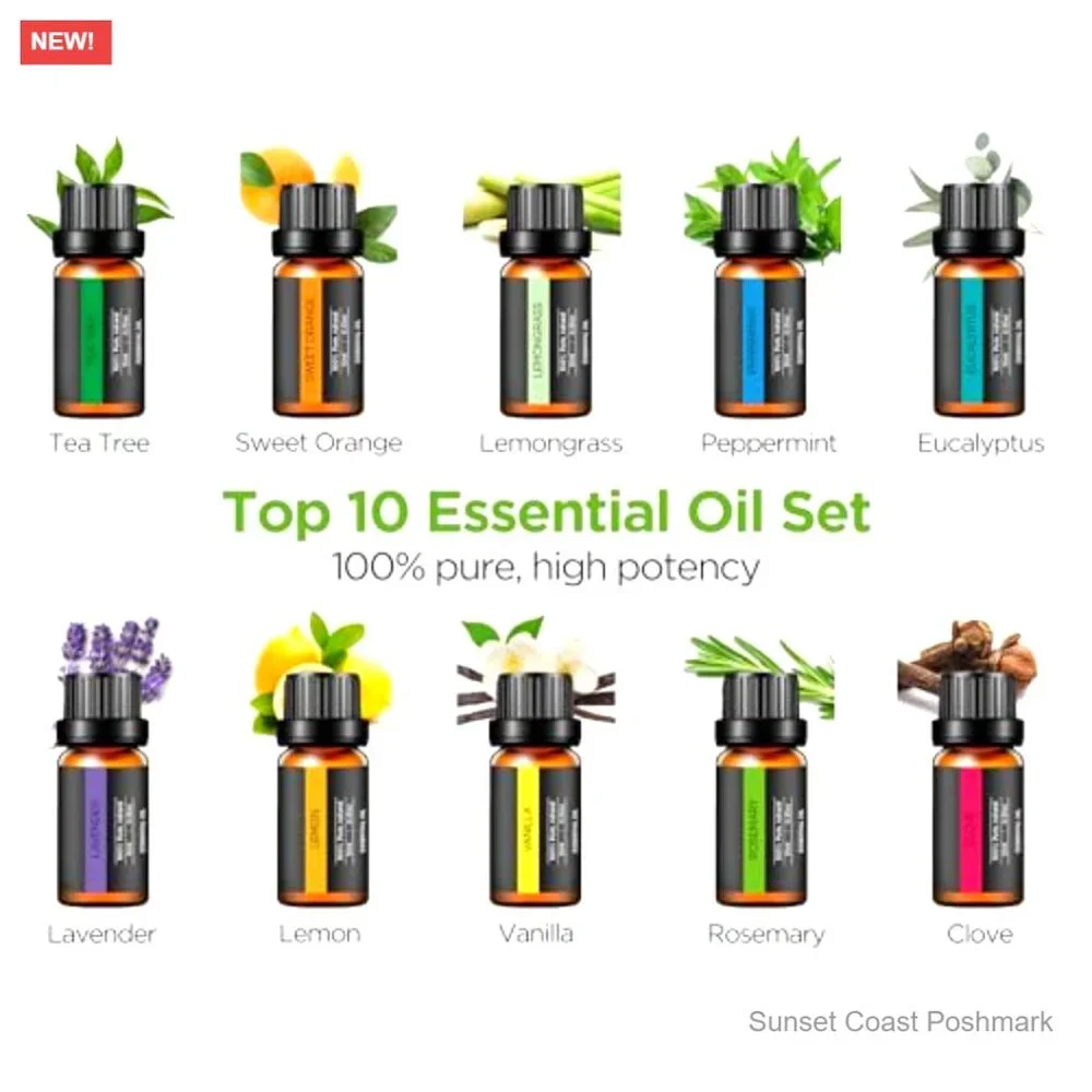 Ultrasonic Aromatherapy Diffuser with 10 Essential Oils Set, 400ml